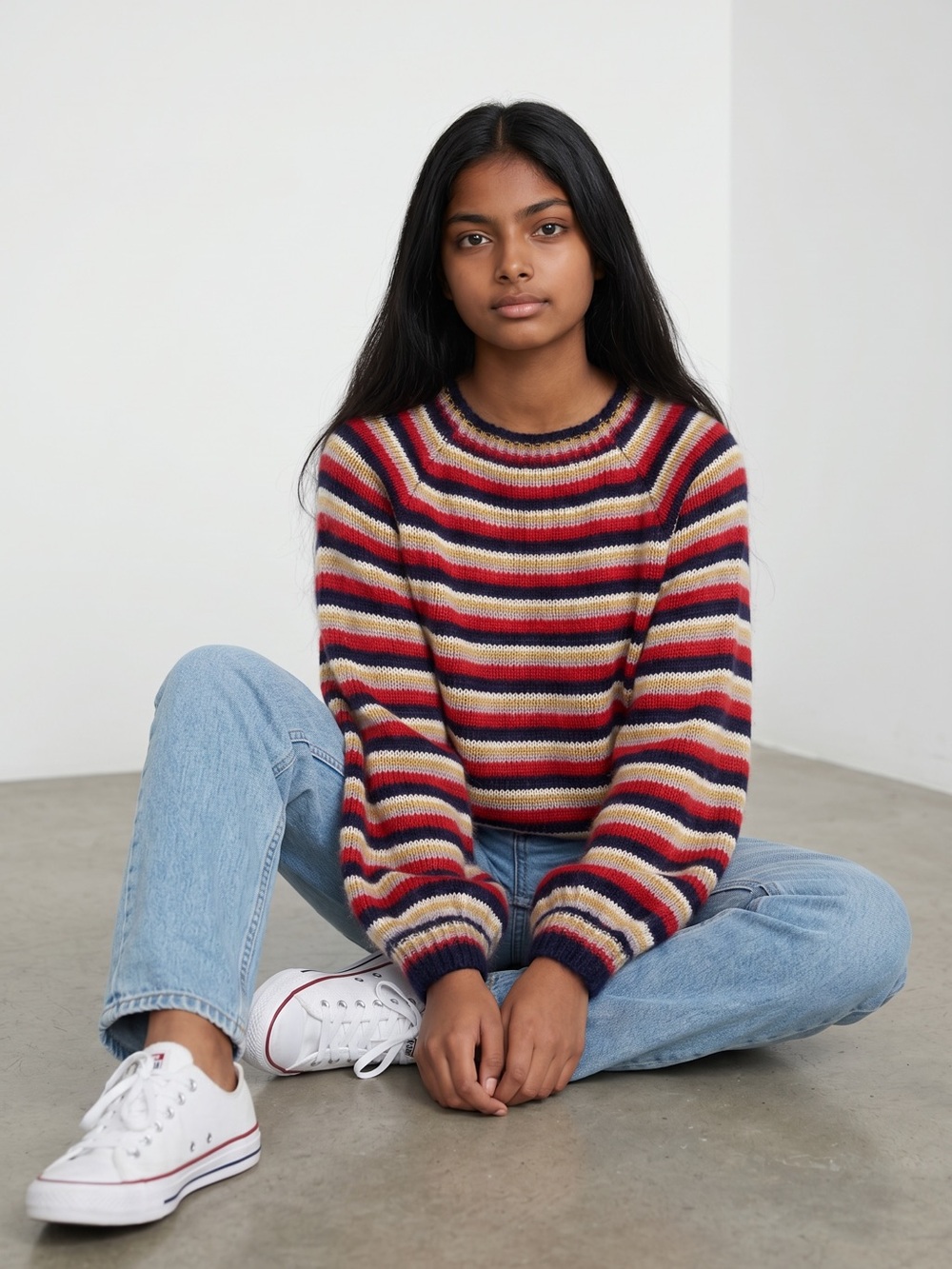 So Perla Mohair blend striped knit sweater W/bell sleeves. Sizes M & Sm - Picture 2 of 13